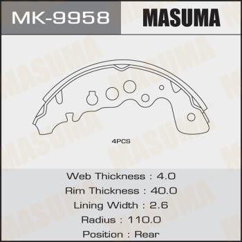 MASUMA MK-9958 - Комплект тормозных колодок, барабанные autospares.lv