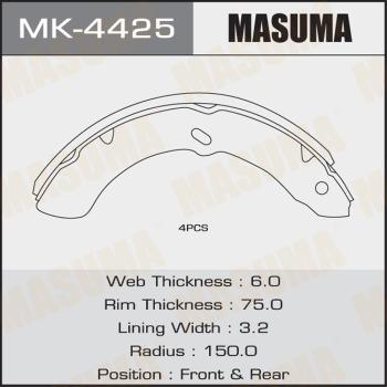 MASUMA MK-4425 - Комплект тормозных колодок, барабанные autospares.lv