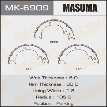 MASUMA MK-6909 - Комплект тормозных колодок, барабанные autospares.lv