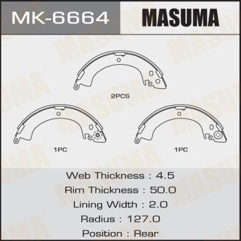 MASUMA MK-6664 - Комплект тормозных колодок, барабанные autospares.lv