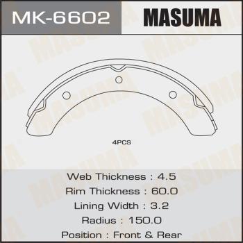 MASUMA MK-6602 - Комплект тормозных колодок, барабанные autospares.lv