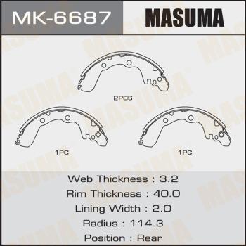 MASUMA MK-6687 - Комплект тормозных колодок, барабанные autospares.lv