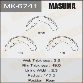 MASUMA MK-6741 - Комплект тормозных колодок, барабанные autospares.lv