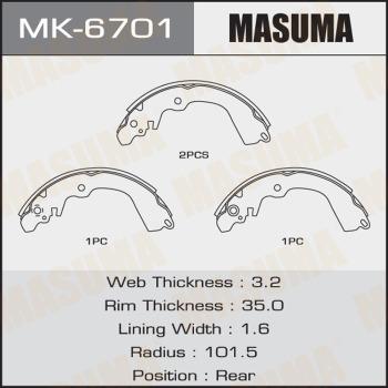 MASUMA MK-6701 - Комплект тормозных колодок, барабанные autospares.lv