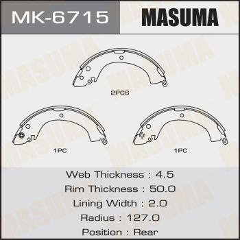 MASUMA MK-6715 - Комплект тормозных колодок, барабанные autospares.lv