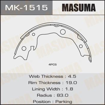 MASUMA MK-1515 - Комплект тормозных колодок, барабанные autospares.lv