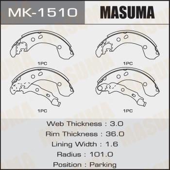 MASUMA MK-1510 - Комплект тормозных колодок, барабанные autospares.lv