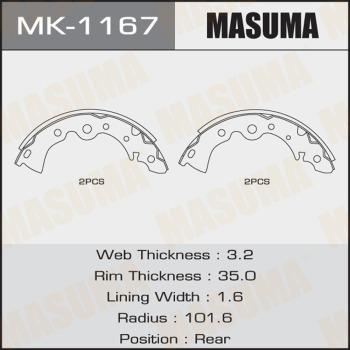 MASUMA MK-1167 - Комплект тормозных колодок, барабанные autospares.lv