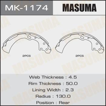 MASUMA MK-1174 - Комплект тормозных колодок, барабанные autospares.lv