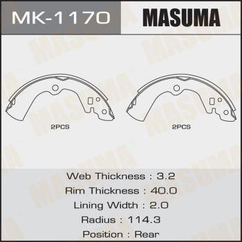 MASUMA MK-1170 - Комплект тормозных колодок, барабанные autospares.lv