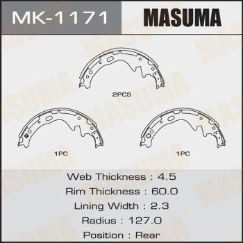 MASUMA MK-1171 - Комплект тормозных колодок, барабанные autospares.lv