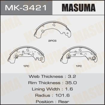 MASUMA MK-3421 - Комплект тормозных колодок, барабанные autospares.lv