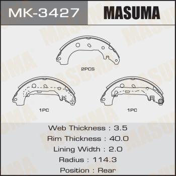 MASUMA MK-3427 - Комплект тормозных колодок, барабанные autospares.lv