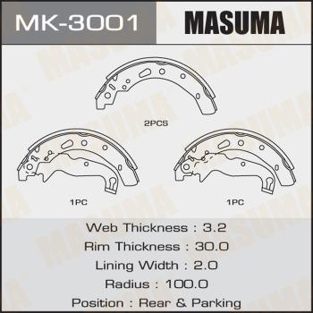 MASUMA MK-3001 - Комплект тормозных колодок, барабанные autospares.lv