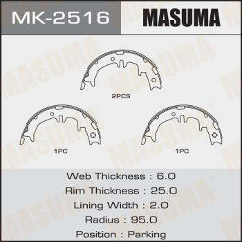 MASUMA MK-2516 - Комплект тормозных колодок, барабанные autospares.lv