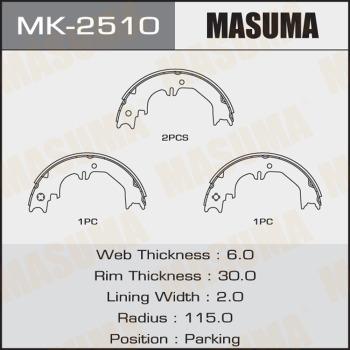 MASUMA MK-2510 - Комплект тормозных колодок, барабанные autospares.lv