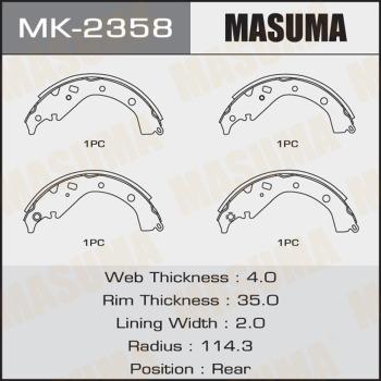MASUMA MK-2358 - Комплект тормозных колодок, барабанные autospares.lv