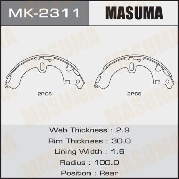 MASUMA MK-2311 - Комплект тормозных колодок, барабанные autospares.lv