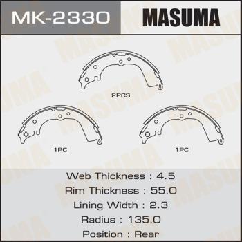 MASUMA MK-2330 - Комплект тормозных колодок, барабанные autospares.lv