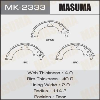 MASUMA MK-2333 - Комплект тормозных колодок, барабанные autospares.lv