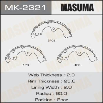 MASUMA MK-2321 - Комплект тормозных колодок, барабанные autospares.lv