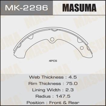 MASUMA MK-2296 - Комплект тормозных колодок, барабанные autospares.lv