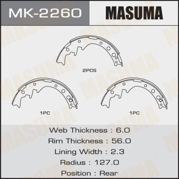 MASUMA MK-2260 - Комплект тормозных колодок, барабанные autospares.lv