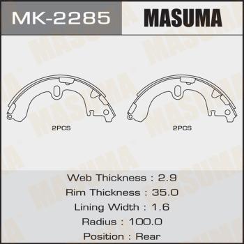 MASUMA MK-2285 - Комплект тормозных колодок, барабанные autospares.lv