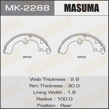 MASUMA MK-2288 - Комплект тормозных колодок, барабанные autospares.lv