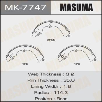 MASUMA MK-7747 - Комплект тормозных колодок, барабанные autospares.lv