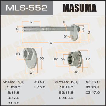 MASUMA MLS-552 - Болт регулировки развала колёс autospares.lv