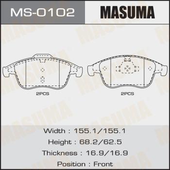 MASUMA MS-0102 - Комплект тормозных колодок, барабанные autospares.lv