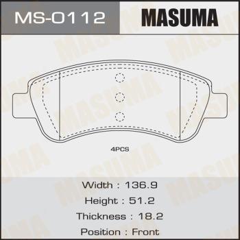 MASUMA MS-0112 - Комплект тормозных колодок, барабанные autospares.lv