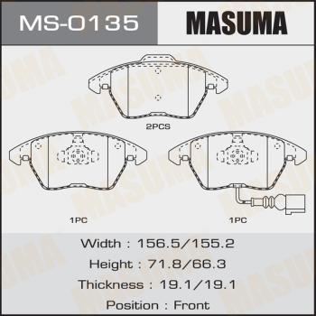 MASUMA MS-0135 - Комплект тормозных колодок, барабанные autospares.lv