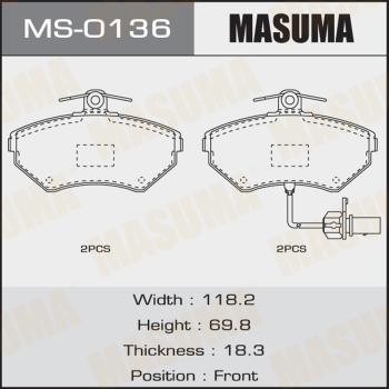 MASUMA MS-0136 - Комплект тормозных колодок, барабанные autospares.lv