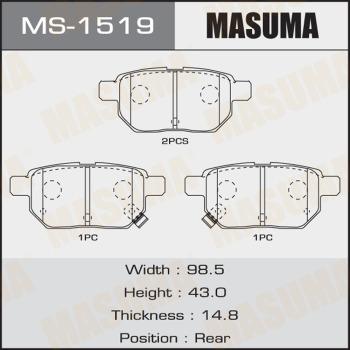 MASUMA MS-1519 - Комплект тормозных колодок, барабанные autospares.lv