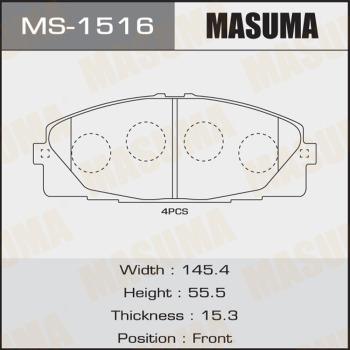 MASUMA MS-1516 - Комплект тормозных колодок, барабанные autospares.lv