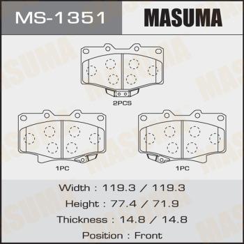 MASUMA MS-1351 - Комплект тормозных колодок, барабанные autospares.lv