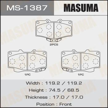 MASUMA MS-1387 - Комплект тормозных колодок, барабанные autospares.lv