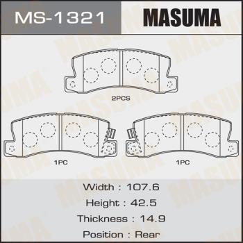 MASUMA MS-1321 - Комплект тормозных колодок, барабанные autospares.lv