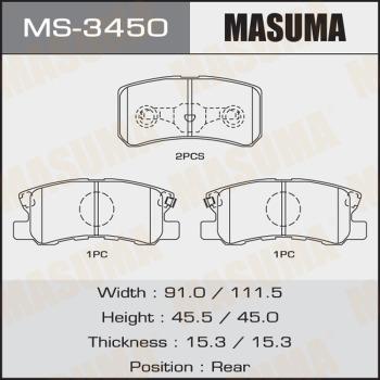 MASUMA MS-3450 - Комплект тормозных колодок, барабанные autospares.lv