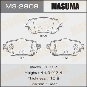 MASUMA MS-2909 - Комплект тормозных колодок, барабанные autospares.lv