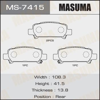 MASUMA MS-7415 - Комплект тормозных колодок, барабанные autospares.lv