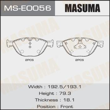 MASUMA MS-E0056 - Комплект тормозных колодок, барабанные autospares.lv