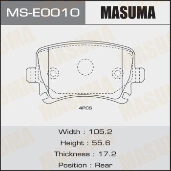 MASUMA MS-E0010 - Комплект тормозных колодок, барабанные autospares.lv
