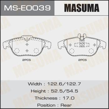 MASUMA MS-E0039 - Комплект тормозных колодок, барабанные autospares.lv