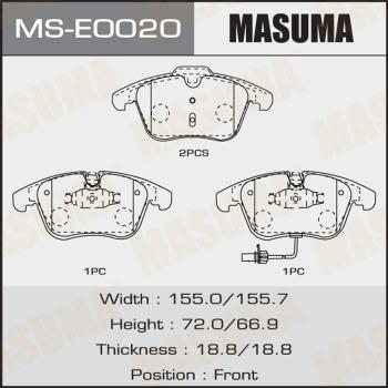 MASUMA MS-E0020 - Комплект тормозных колодок, барабанные autospares.lv