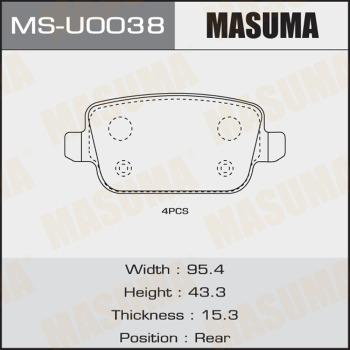 MASUMA MS-U0038 - Комплект тормозных колодок, барабанные autospares.lv