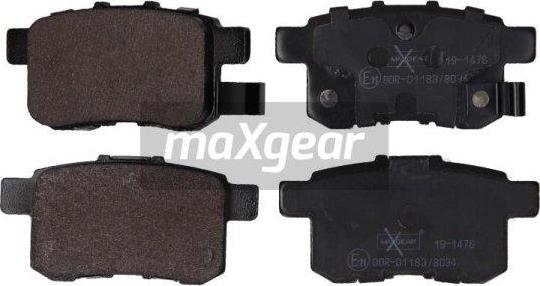 Maxgear 19-1476 - Тормозные колодки, дисковые, комплект autospares.lv
