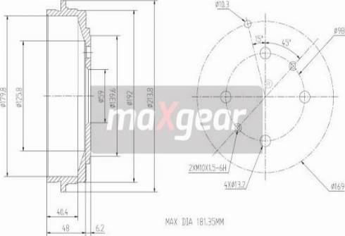 Maxgear 19-1061 - Тормозной барабан autospares.lv